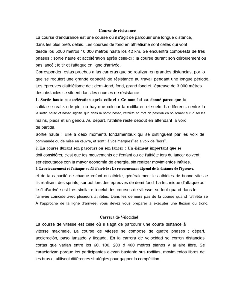 Techniques de course d'endurance et vitesse | PDF | Athlétisme | Course ...