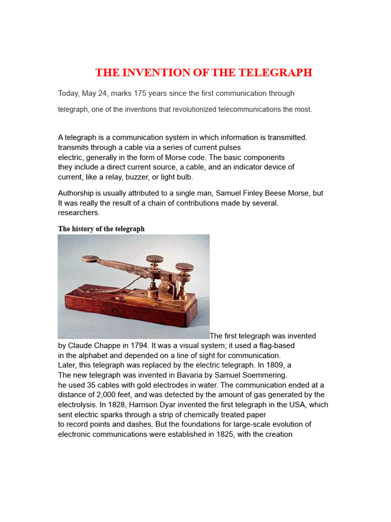 The Invention of The Telegraph | PDF | Telegraphy | Electronics