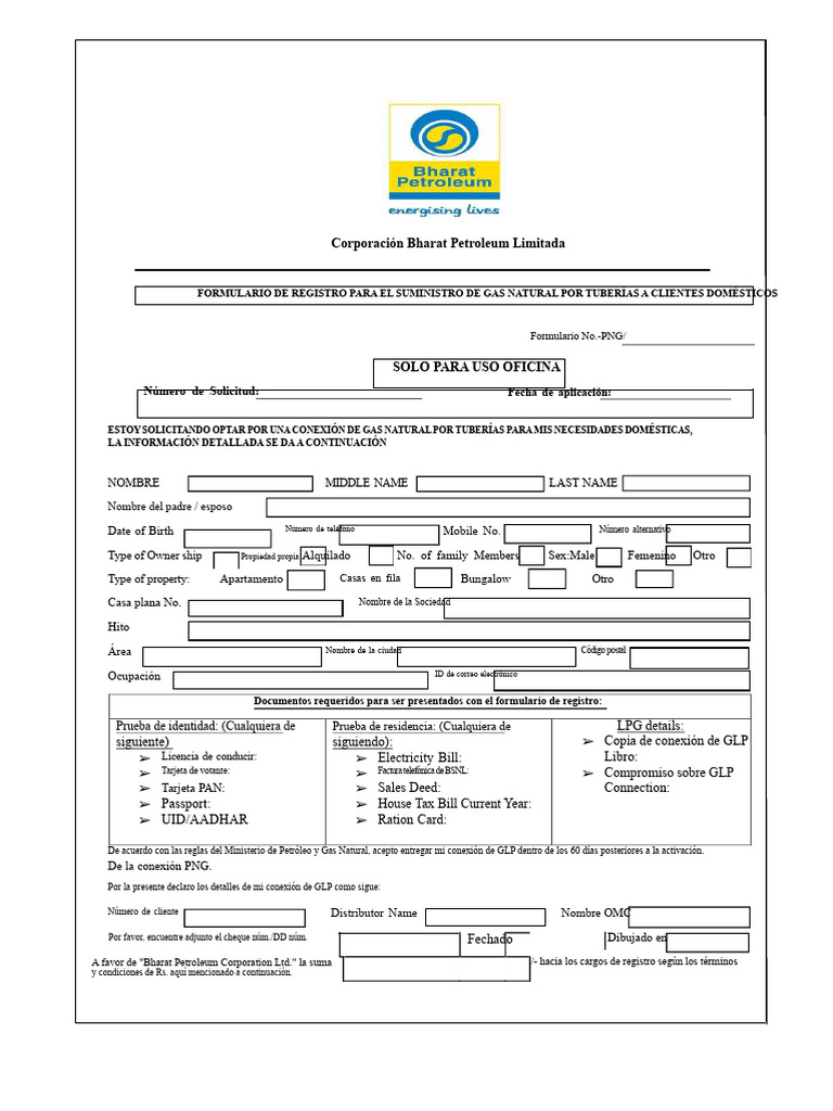 Formulario de Registro de Clientes BPCL PNG Nuevo | PDF | Arbitraje ...
