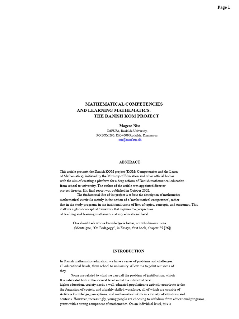 Danish KOM Project: Reforming Math Education | PDF | Mathematics | Teachers