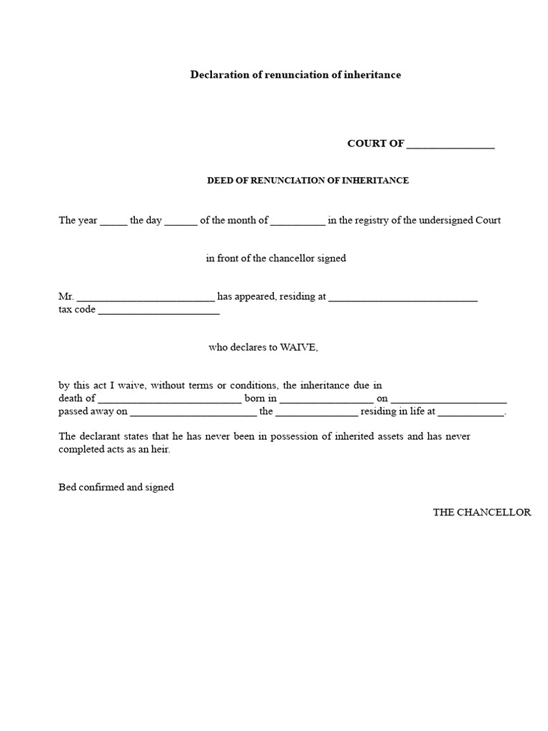 07b Waiver of Inheritance Deed | PDF