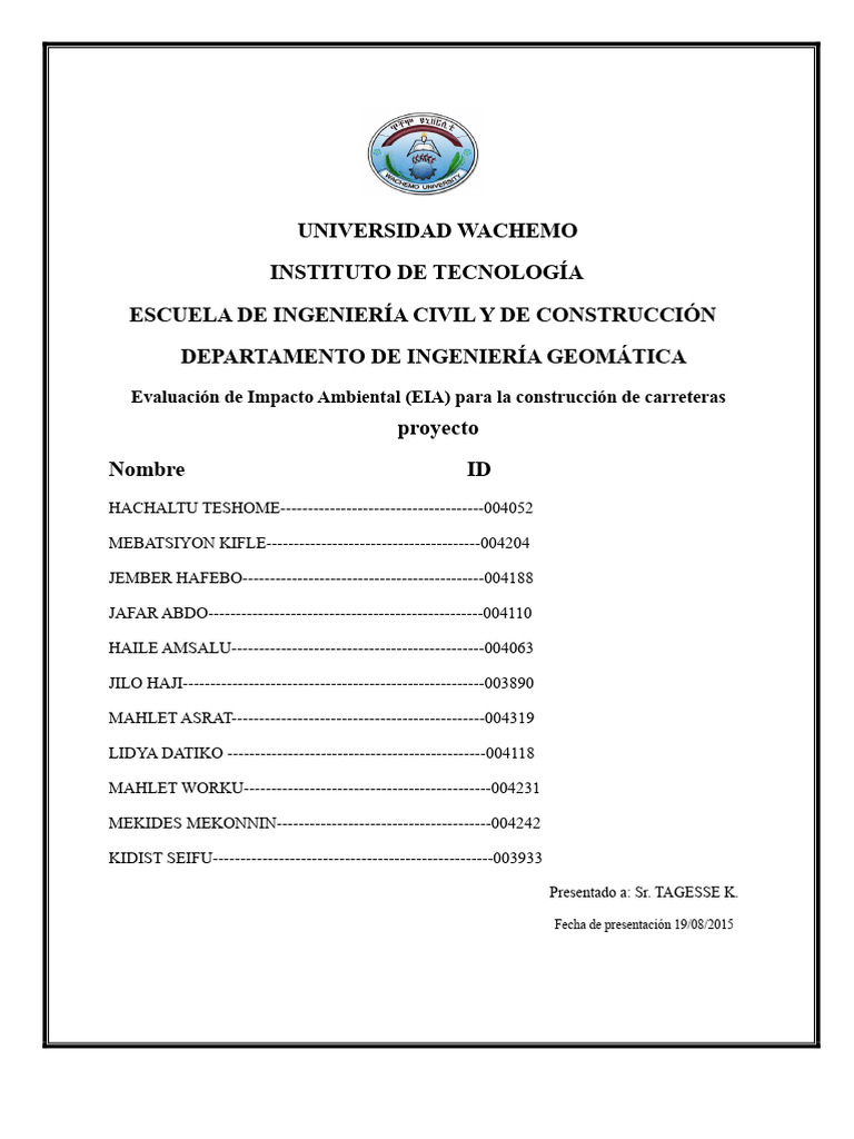 EIA para Proyectos de Carreteras | PDF | Evaluación de impacto ...