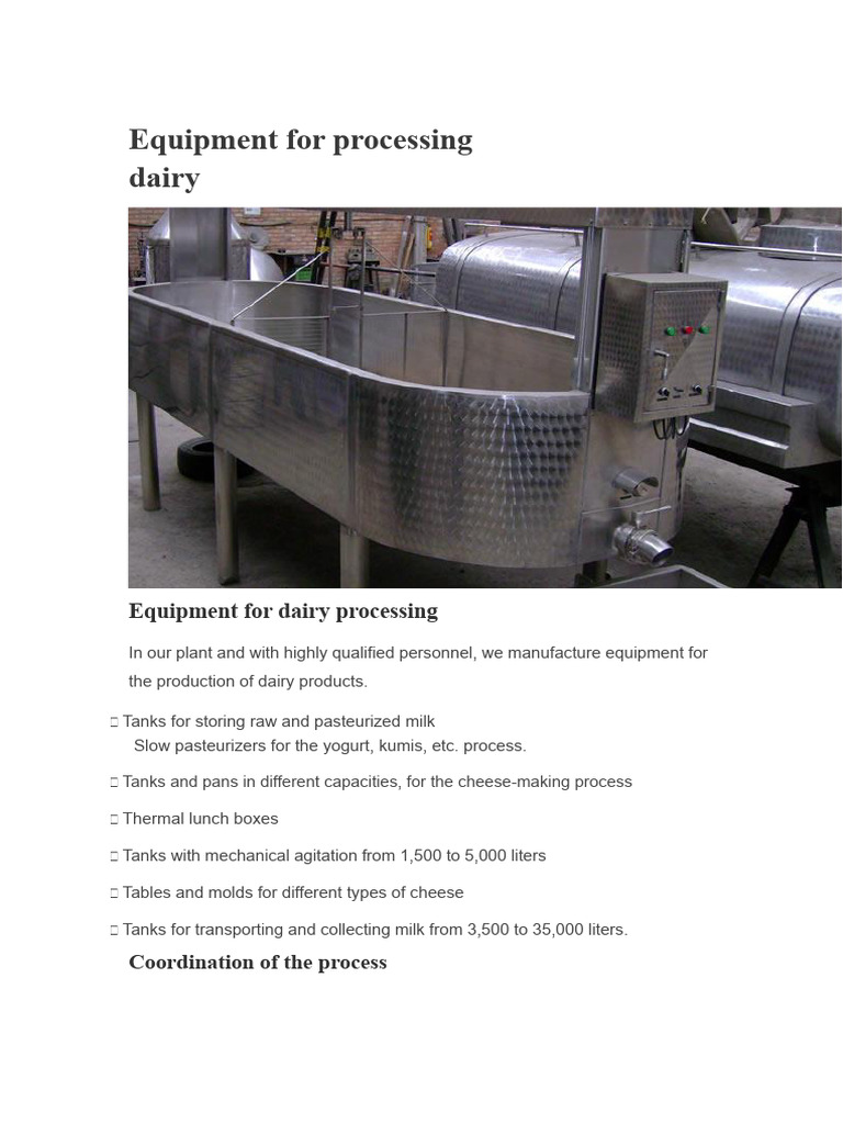 Dairy Processing Equipment Solutions | PDF | Milk