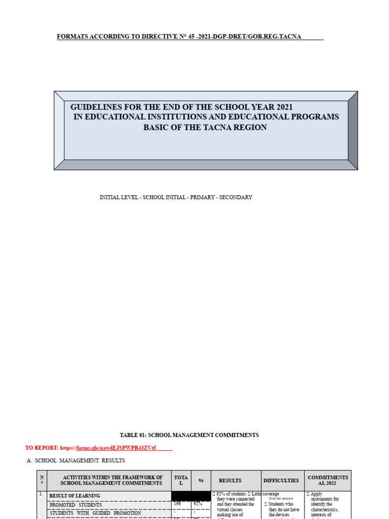 Tacna Region School Year 2021 Guidelines | PDF | Behavior Modification ...