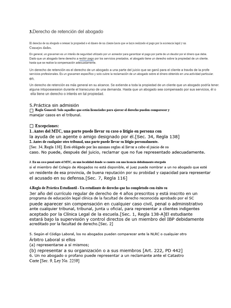Derecho de retención del abogado y prácticas legales | PDF | Pagos ...