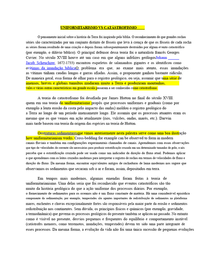 Uniformitarismo e Catastrofismo na Geologia | PDF | Mito do Dilúvio ...