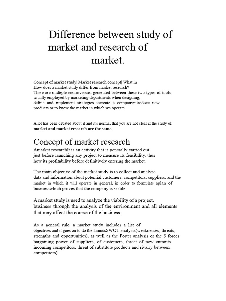 Market Study vs. Market Research Explained | PDF | Market (Economics ...