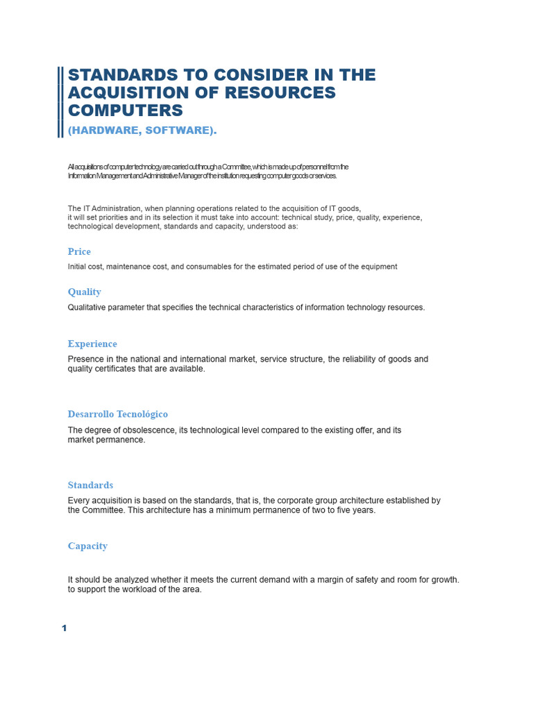 Standards To Consider in The Acquisition of IT Resources | PDF ...