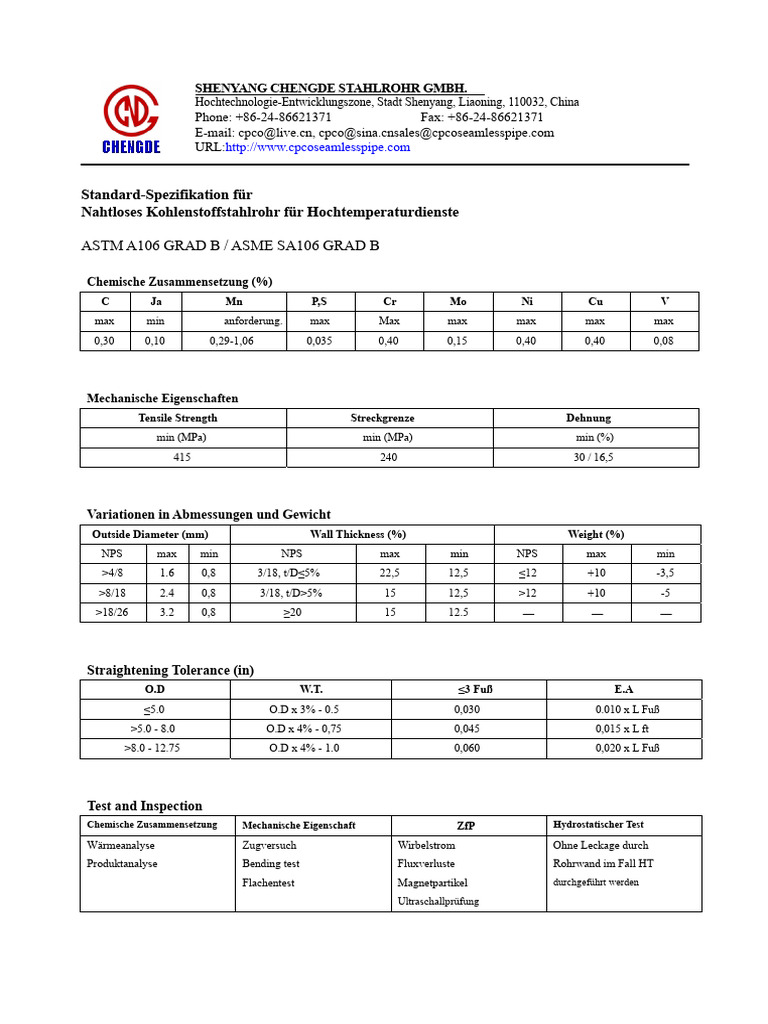ASTM A106 Standard | PDF