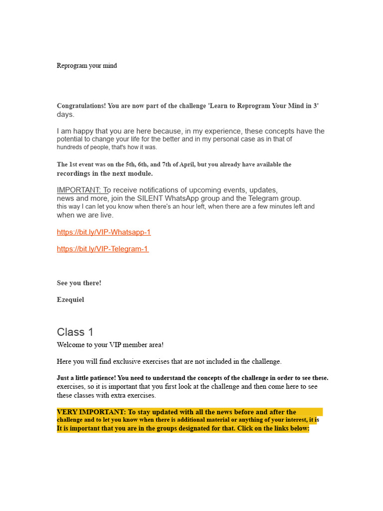 Reprogram Your Mind | PDF