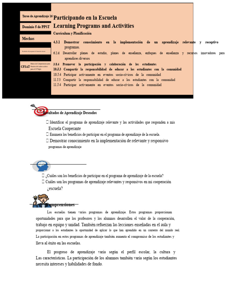 Programas de Aprendizaje en Escuelas | PDF | Plan de estudios | Enseñando