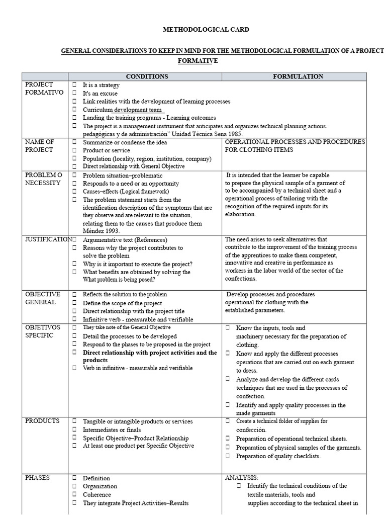 Methodological Card | PDF | Methodology | Specification (Technical ...