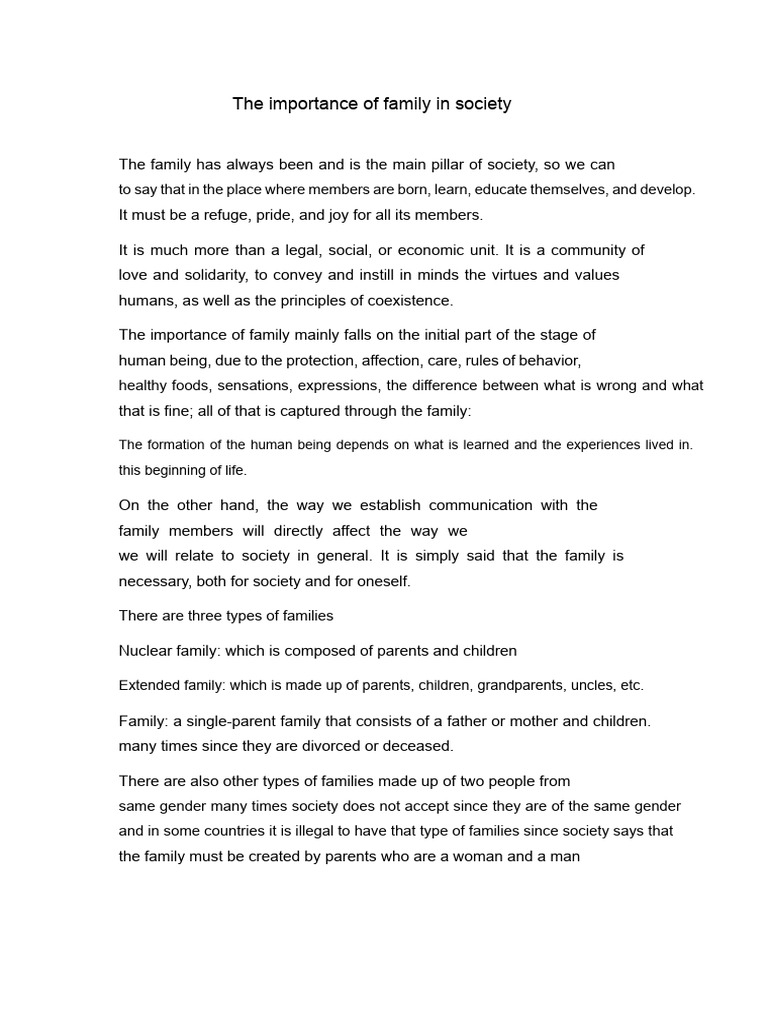 The Role of Family in Society | PDF | Family | Society