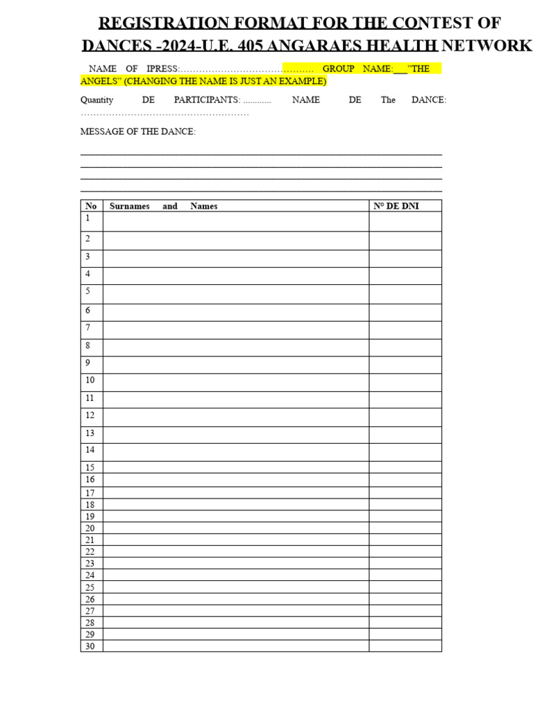 2024 Dance Contest Registration Form | PDF