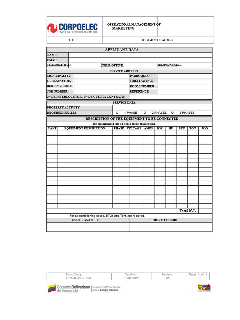 Declared Load Form-05 SP | PDF