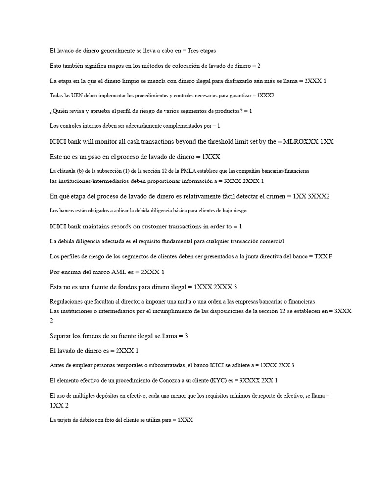 Etapas y Regulaciones del Lavado de Dinero | PDF | Lavado de dinero ...