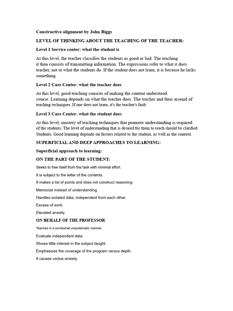 Understanding Constructive Alignment in Teaching | PDF | Knowledge ...