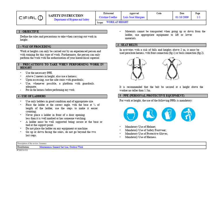 Safety Guidelines for Working at Height | PDF | Personal Protective ...