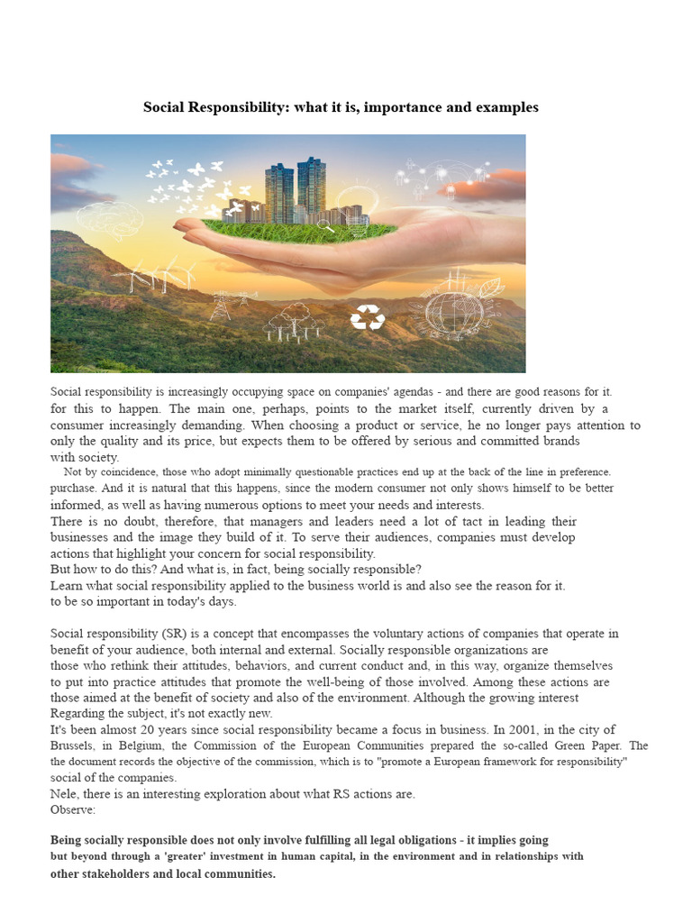 Social Responsibility | PDF | Corporate Social Responsibility | Economies
