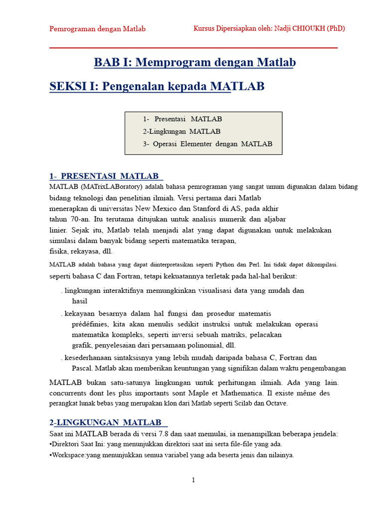Panduan Pemrograman MATLAB Dasar | PDF