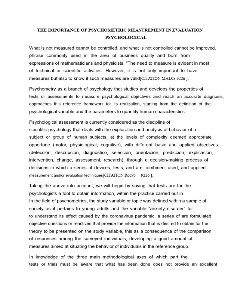 Psychometric Measurement in Psychology | PDF | Psychometrics | Psychology