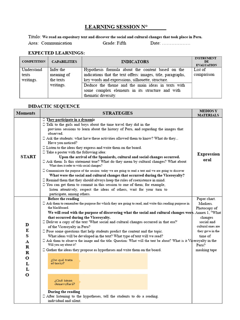 Fifth Grade Sessions | PDF | Reading Comprehension