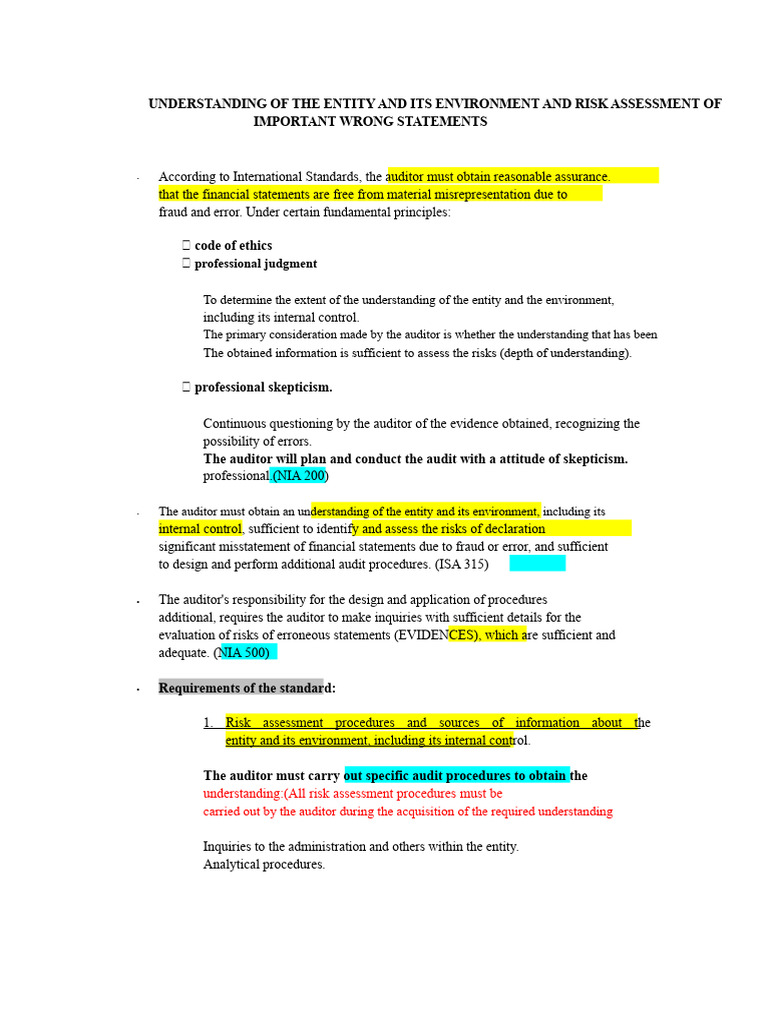 Entity Risk Assessment in Auditing | PDF | Internal Control | Audit