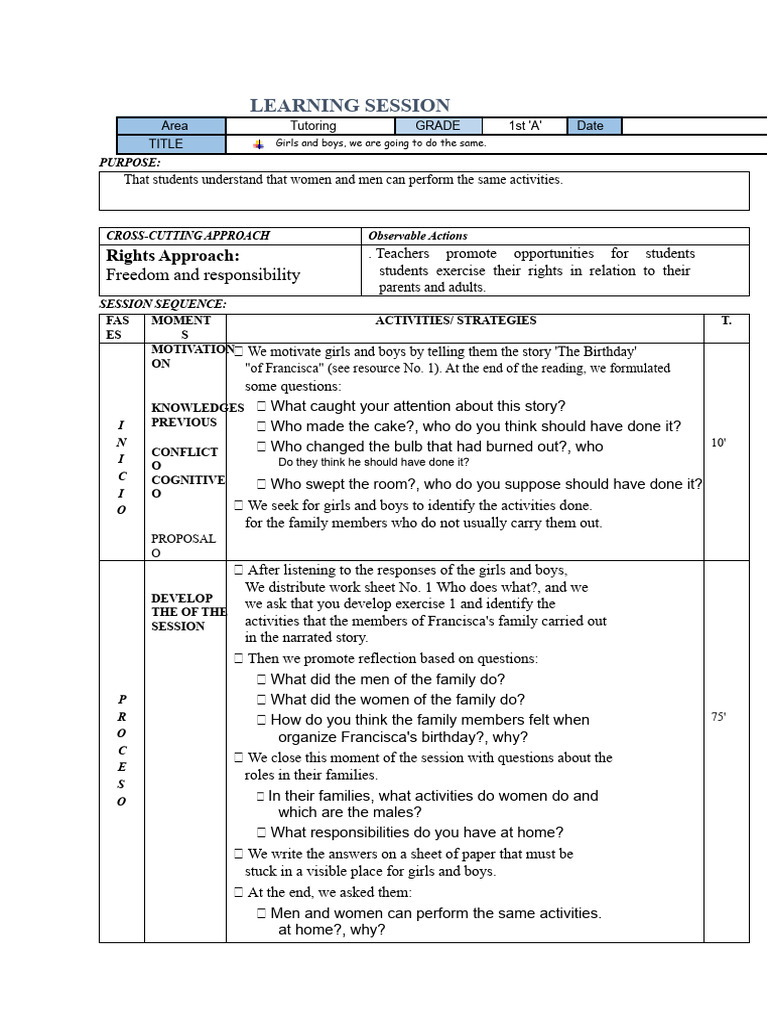 Learning Session Girls and Boys Let's Do The Same First A | PDF | Human ...