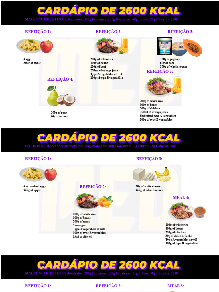 2600kcal - Daily Use | PDF | Vegetables | Western Cuisine