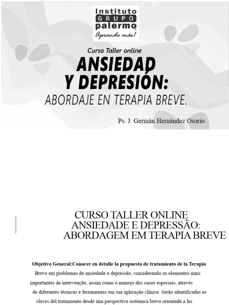Terapia Breve para Ansiedade e Depressão | PDF | Estresse (Biologia ...