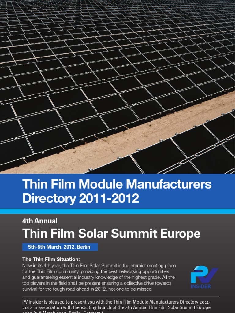 Overview Thin Film Manufacturers | PDF | Thin Film Solar Cell ...