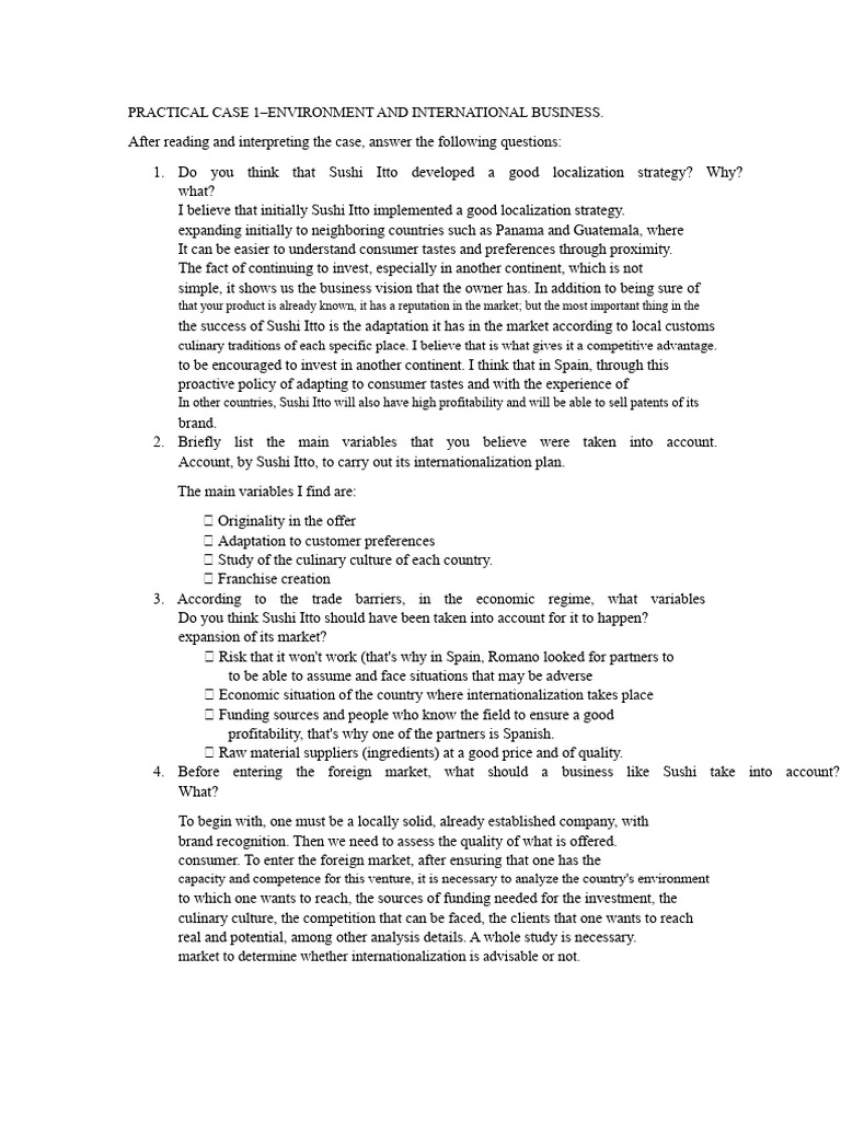 PRACTICAL CASE Environment and International Business | PDF ...