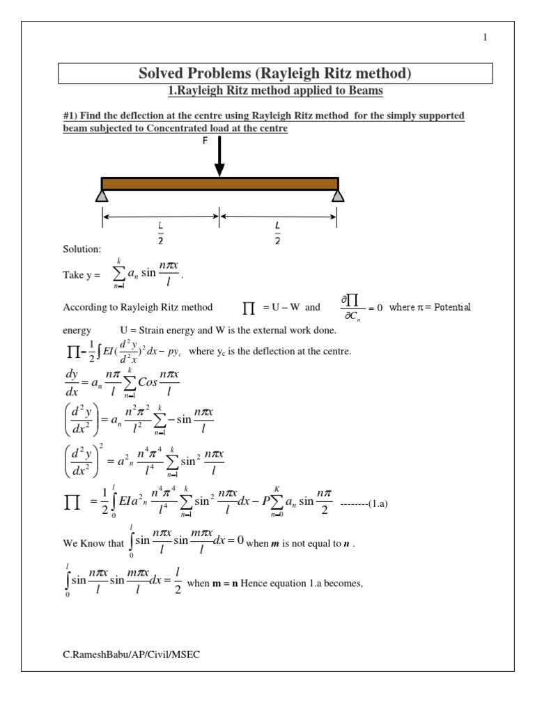 Rayleigh ritz principle picture