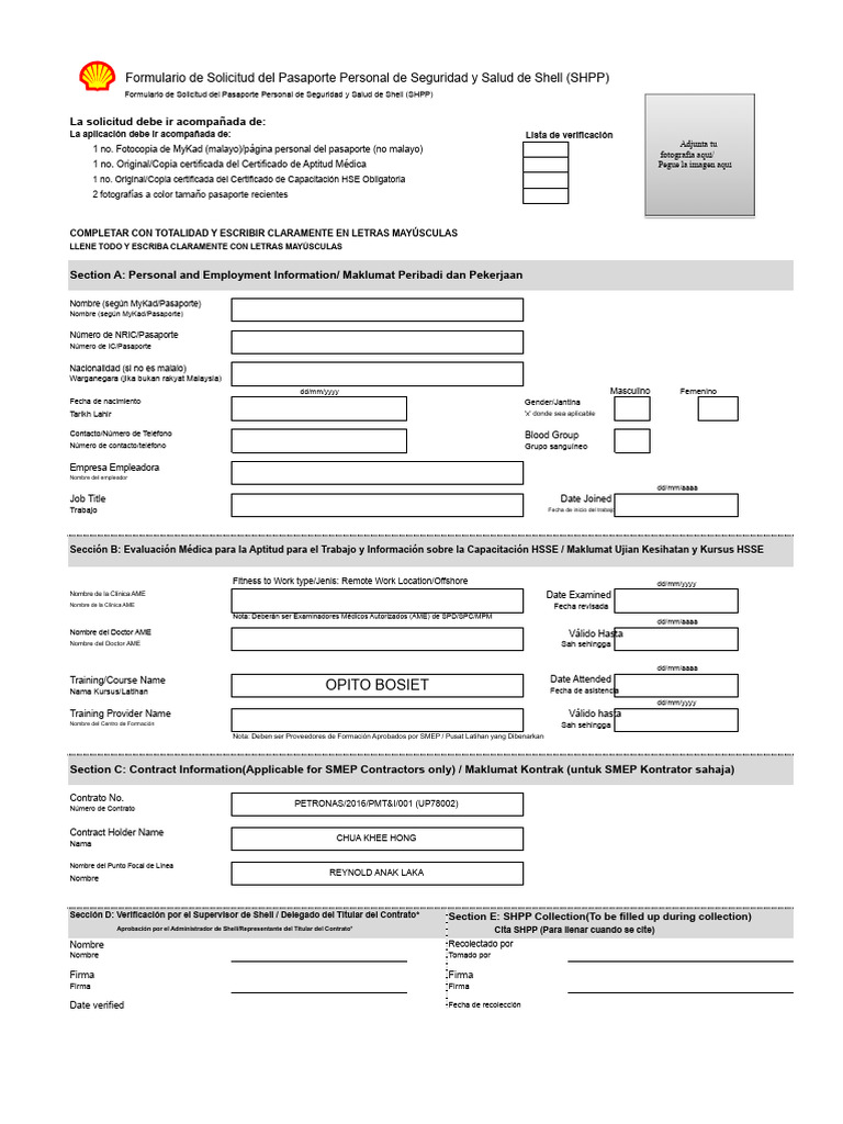 Formulario Smep SHPP | PDF | Pasaporte | Gestión de datos