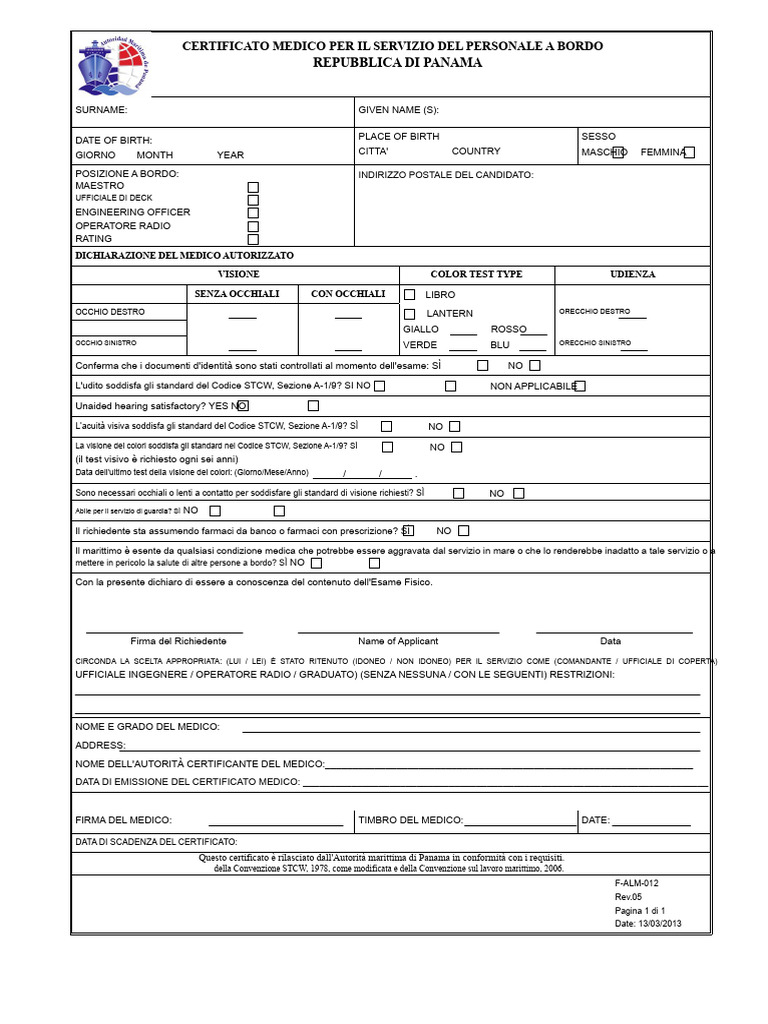 Modulo Del Certificato Medico PDF | PDF