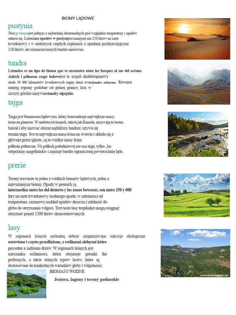 Biomy Lądowe I Wodne | PDF