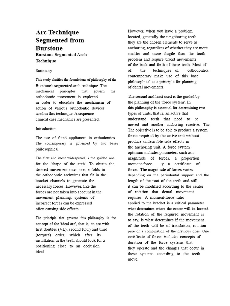 Burstone Segmented Arch Technique Overview | PDF | Dental Anatomy ...