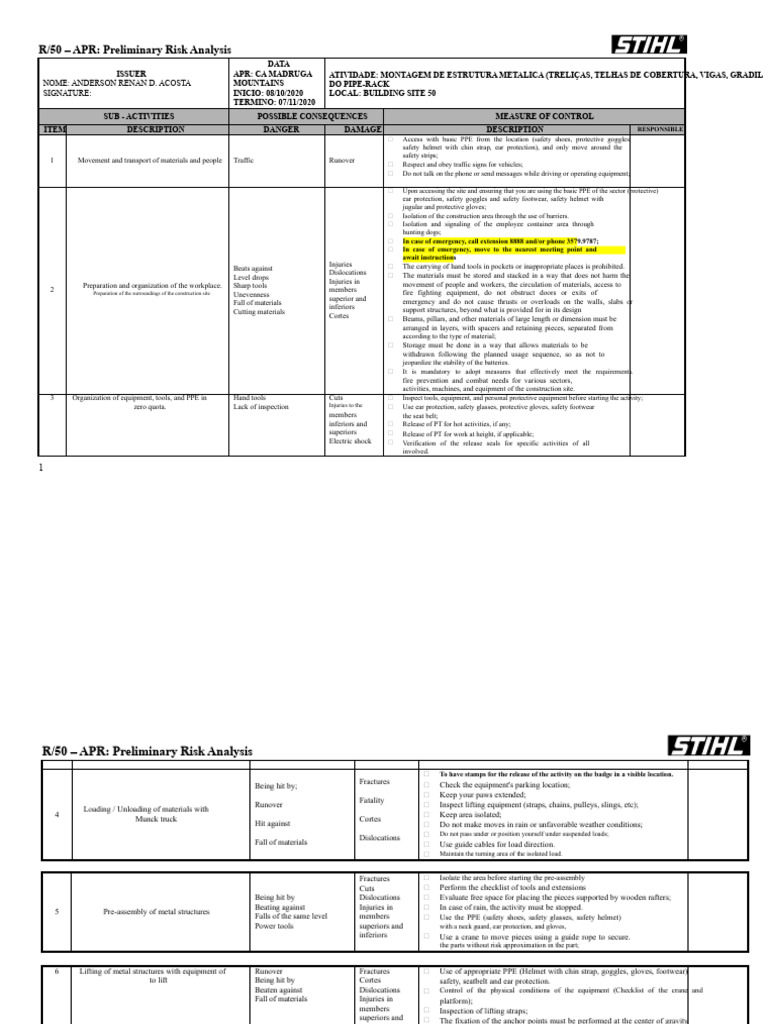 Risk Analysis for Metal Structure Assembly | PDF