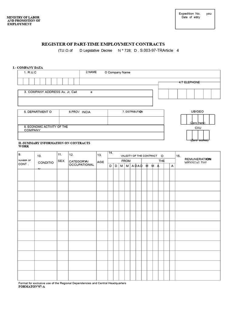 Register of Part-Time Employment Contracts | PDF | Labor