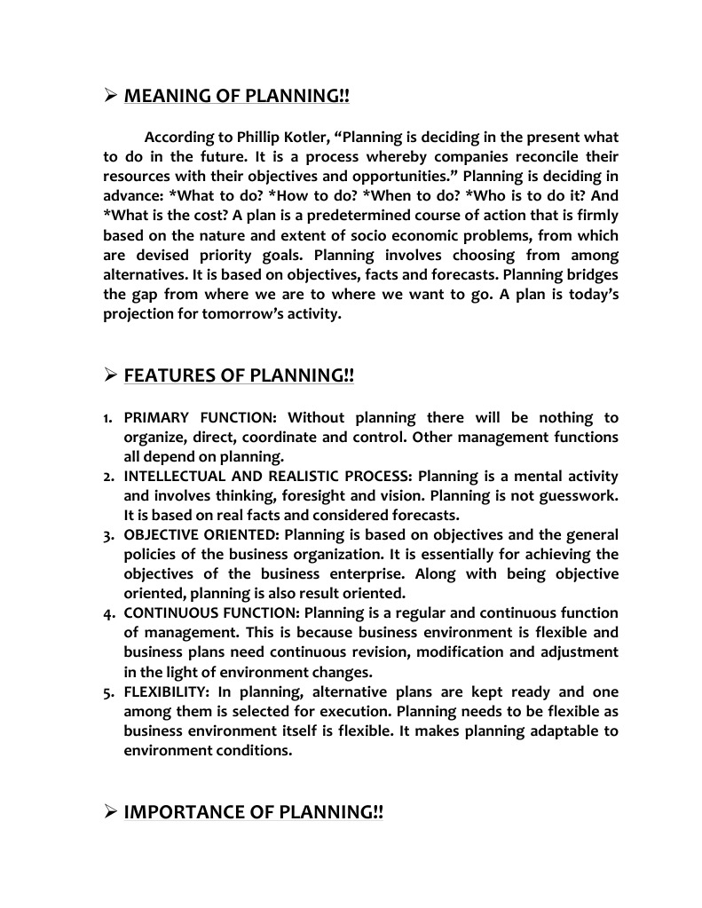 Meaning of Planning!! | PDF | Strategic Planning | Goal