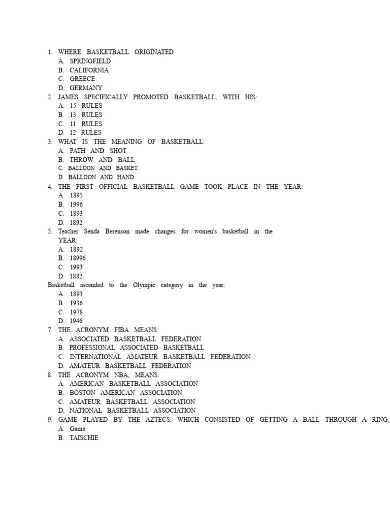 Questionnaire For Basketball Evaluation | PDF