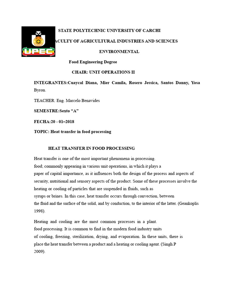 Heat Transfer in Food Processing Techniques | PDF | Heat Exchanger ...