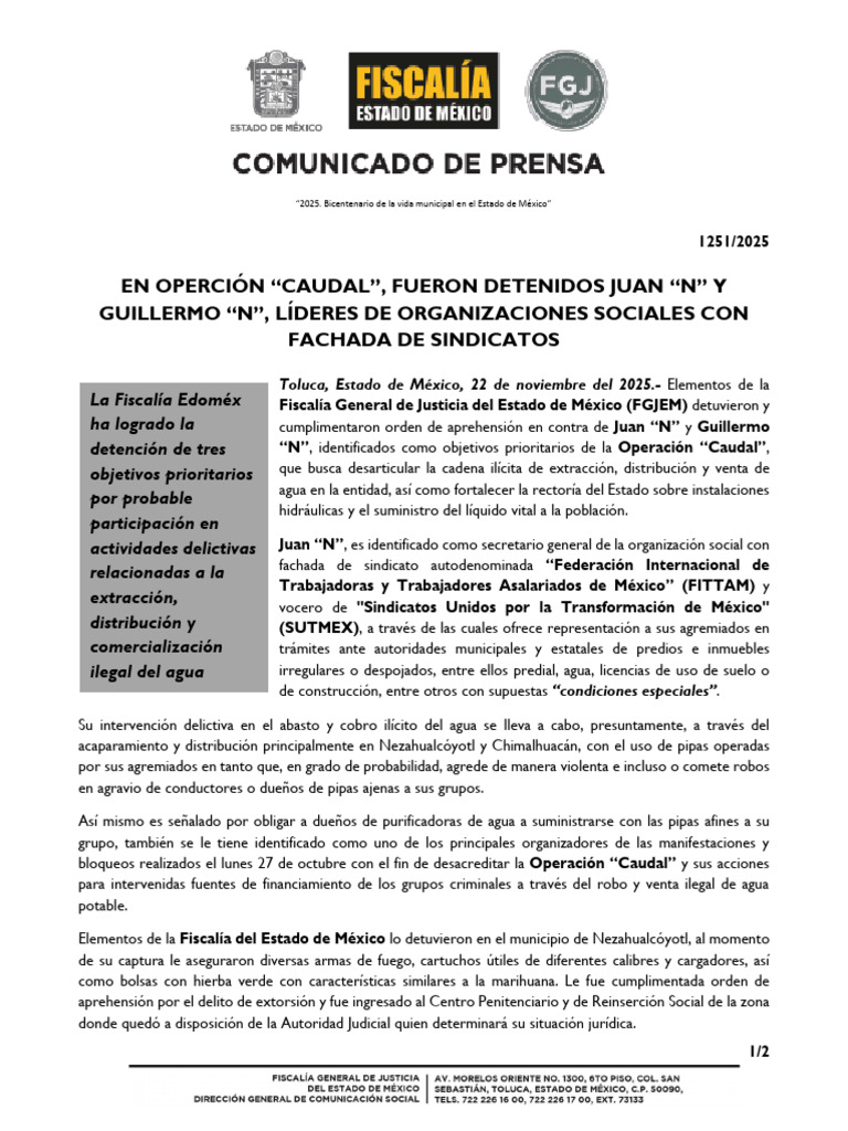 Detenciones por venta ilegal de agua en Edomex | PDF | México | Crímenes