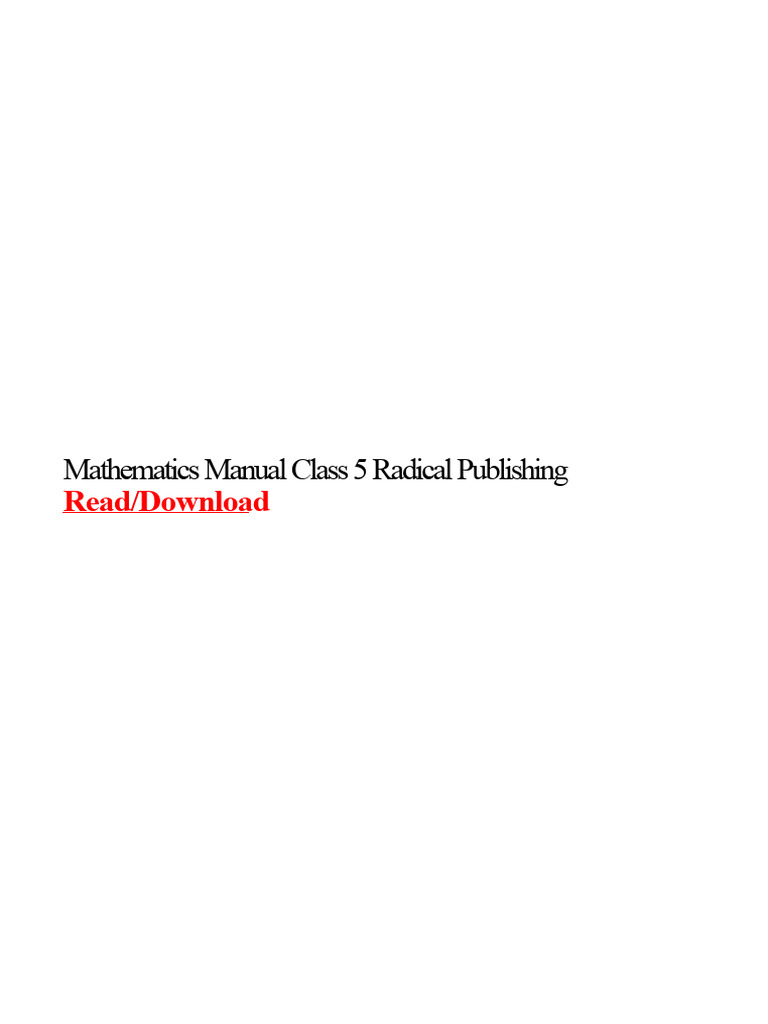 Class 5 Mathematics Manual Overview | PDF