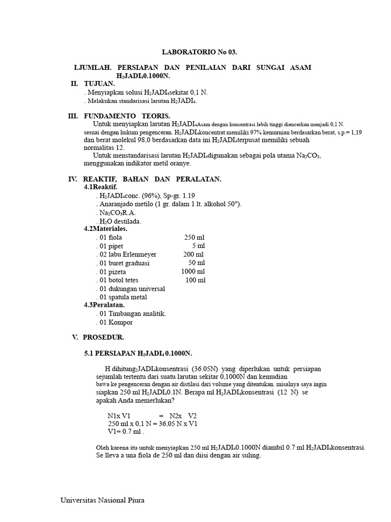 Laboratorium No 03 H2so4 | PDF