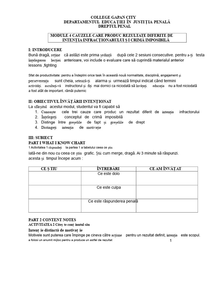 Modul 4 Drept Penal 1 | PDF