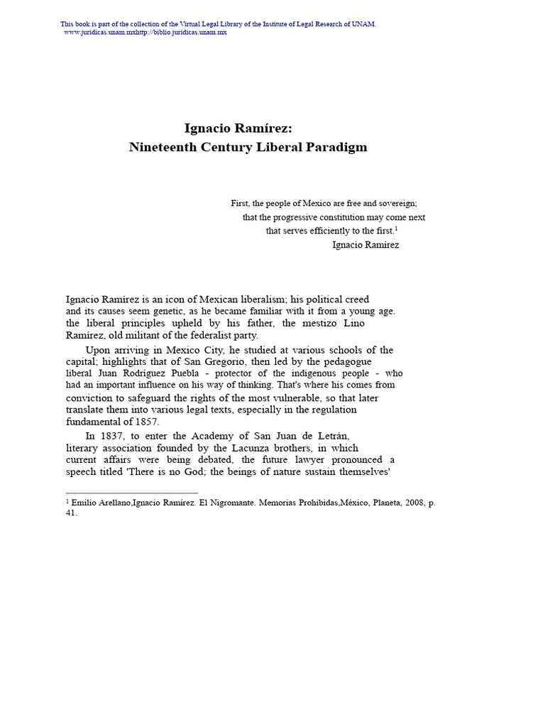 Ignacio Ramírez. The Nigromancer. Complete Works Vol. 1 | PDF