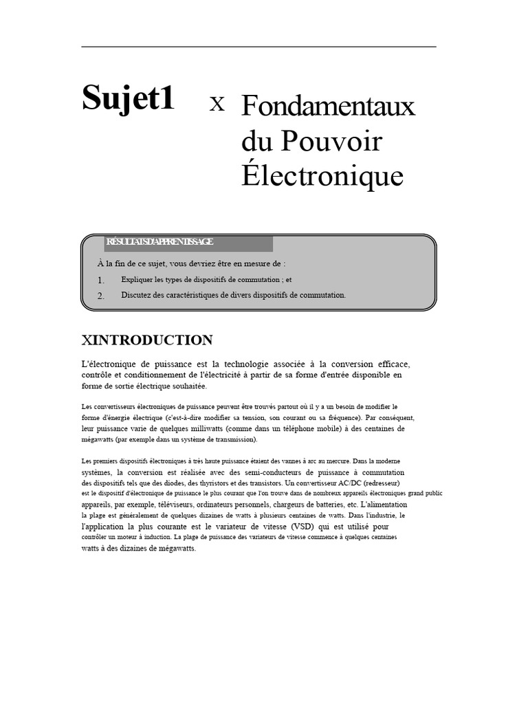Fondamentaux de l'Électronique de Puissance | PDF | Transistor | Diode