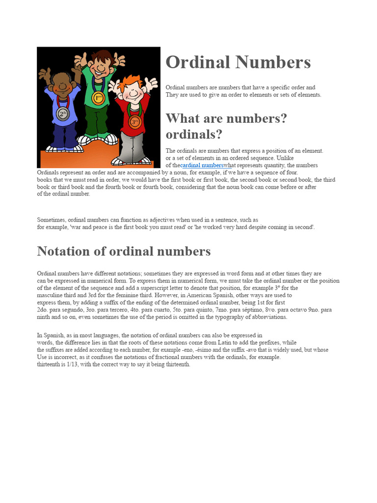 Ordinal Numbers | PDF | Grammatical Number | Grammatical Gender