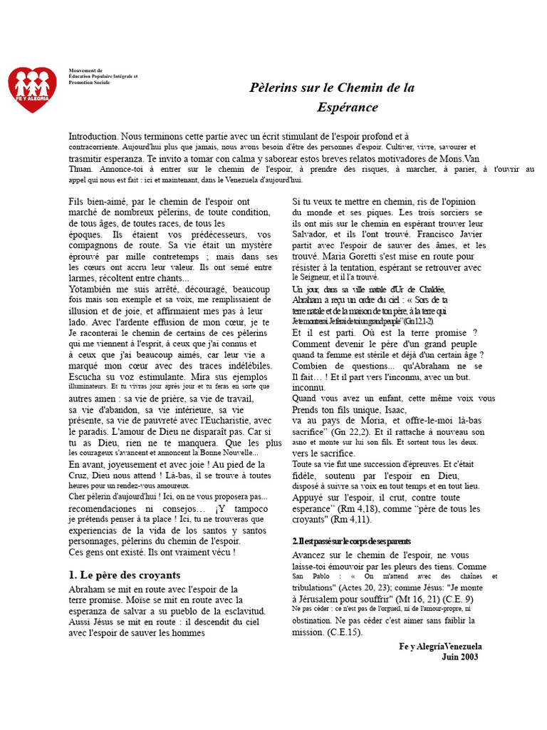 Pèlerins de l'Espérance : Chemin de Foi | PDF | Abraham | Spiritualité